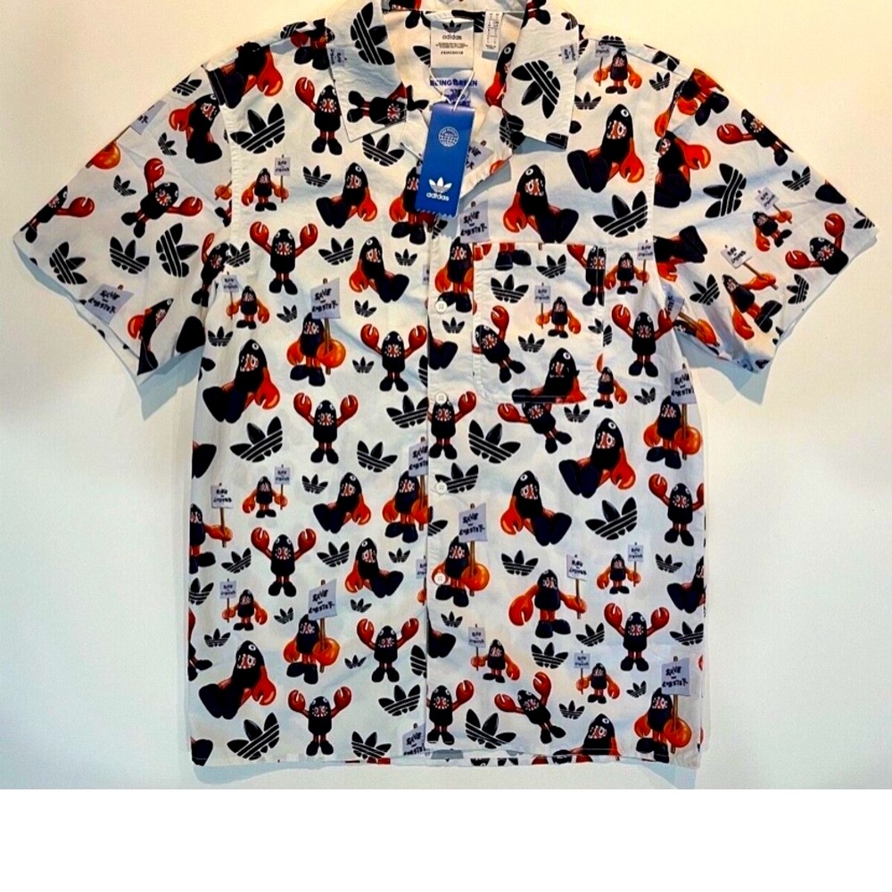 Adidas Men's Black and White Graphic Shirt